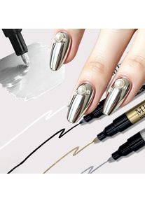 1Pc Nail Metallic Drawing Pen Black White Gold Silver Nail Liner Pen Quick Dry Painting Pen DIY Nail Graffiti Line Design Tools