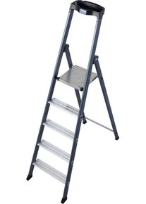 Stehleiter Krause "SePro S", grau (anthrazit), B:48cm H:13cm L:185cm, Aluminium, Leitern, Stehleiter, Alu eloxiert, 1x5 Stufen, Arbeitsh&ouml;he ca. 305 cm