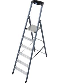 Stehleiter Krause "SePro S", grau (anthrazit), B:51cm H:13cm L:210cm, Aluminium, Leitern, Stehleiter, Alu eloxiert, 1x6 Stufen, Arbeitsh&ouml;he ca. 325 cm