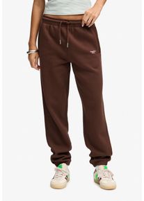 Sweathose Superdry "SIGNATURE EMB CUFFED JOGGER", Damen, Gr. S, N-Gr, chestnut braun, Sweatware, Obermaterial: 60% Baumwolle, 40% Polyester, unifarben, lang, Hosen Sweathose, Baumwollmischung, relaxed fit