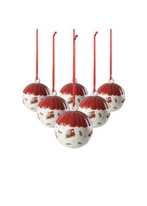 Villeroy & Boch Weihnachtsfigur VILLEROY & BOCH "Kugel Toy's Delight Decoration &oslash; 6,3 cm 6er Set bunt", bunt, Dekofiguren, Weihnachtsfigur