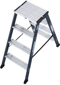Doppelleiter Krause "SePro D", grau (anthrazit), B:46cm H:25cm L:95cm, Aluminium, Leitern, Doppelleiter, Alu eloxiert, 2x4 Stufen, Arbeitsh&ouml;e ca. 241 cm