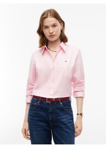 Hemdbluse Tommy Hilfiger "SUMMER POPLIN REGULAR SHIRT", Damen, Gr. 50, light pink, Popeline, Obermaterial: 100% Baumwolle, unifarben, regular fit normal, Rundhals, eingesetzt gerader Abschluss, Blusen Hemdbluse, Baumwolle, regular fit, auch in gro&szlig;en Gr&ouml;&szlig;en
