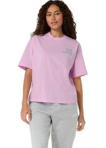 Laufshirt asics "RUNNER MESSAGE GRAPHIC RELAXED TEE", Damen, Gr. XS, rosa (hazy lila), Obermaterial: 60% Baumwolle, 40% Polyester, Shirts Laufshirt, mit Start Running auf Vorder- und R&uuml;ckseite