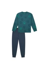 Schlafanzug Schiesser "Pyjama Nightwear", Jungen, Gr. 152, bunt (blau, gr&uuml;n), Obermaterial: 100% Baumwolle CO., Homewear-Sets Schlafanzug