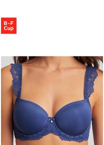 Schalen-BH Lascana "Flora", Damen, Gr. 75, Cup D, blau (royalblau), Microtouch, Obermaterial: 88% Polyamid, 12% Elasthan, BHs Schalen-BH, mit wundersch&ouml;nen Spitzentr&auml;gern und edlem Glitzeraccessoire, Dessous