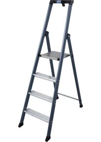 Stehleiter Krause "SePro S", grau (anthrazit), B:46cm H:13cm L:160cm, Aluminium, Leitern, Stehleiter, Alu eloxiert, 1x4 Stufen, Arbeitsh&ouml;he ca. 285 cm