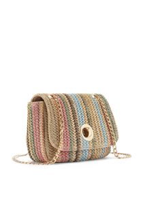 Umh&auml;ngetasche Vivance "Minibag, Henkeltasche, Crossbody Bag, Strandtasche, Schultertasche", Damen, Gr. B/H/T: 19cm x 13cm x 6cm, bunt, Materialmix, mehrfarbig, Taschen Umh&auml;ngetasche, Handtasche Damen zum Umh&auml;ngen in Bast-Optik mit Kettenhenkel VEGAN