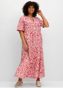 sheego Damen Maxikleid mit grafischem Alloverprint in hummer-gemustert ,Gr&ouml;&szlig;e 56, Witt, 100% Viskose