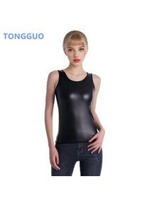 Cool girl New style O Neck Body Shaper Leather Sleeveless Vest Tank Top Waist Trainer Corset Slim Shirt Fashion Shapewear tops