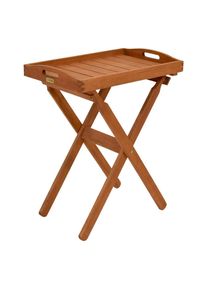 Gardenson , Braun , Holz , Eukalyptusholz , Hartholz , rechteckig , 60x75x39 cm , FSC MIX , klappbar, abnehmbares Tablett, einfacher Aufbau ,