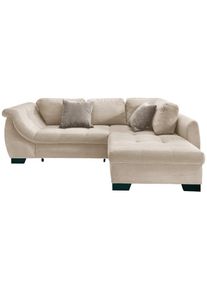 Mid.you , Beige , Textil , Buche , Streifen , F&uuml;llung: Schaumstoff,Schaumstoff,Schaumstoff , Ottomane rechts, L-Form , 250x190 cm , Made in EU , Liegefunktion, Schlafen auf Sitzh&ouml;he ,