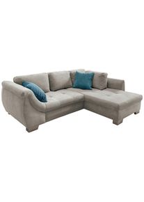 Mid.you , Silberfarben , Textil , Buche , Streifen , F&uuml;llung: Schaumstoff,Schaumstoff,Schaumstoff , Ottomane rechts, L-Form , 250x190 cm , Made in EU , Schlafen auf Sitzh&ouml;he, Liegefunktion ,
