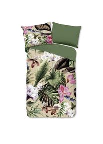 M&Ouml;BELIX M&ouml;belix , Gr&uuml;n, Naturfarben, Sandfarben , Textil , Bl&auml;tter , 140x200 cm , Oeko-Tex&reg; Standard 100, BCI (Better Cotton Initiative) , atmungsaktiv ,
