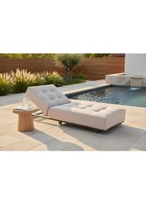 Ambia Garden Gartenliege, Anthrazit, Beige, Metall, Textil, F&uuml;llung: Polyurethan (Pur), 200x31x75 cm, R&uuml;ckenlehne verstellbar, Gartenm&ouml;bel, Gartenliegen, Sonnenliegen