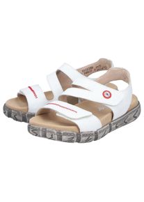 Sandale Rieker, Damen, Gr. 43, wei&szlig;, Glattleder, unifarben, Basic, Schuhe Sandale, Sommerschuh, Klettsandale mit Ziernaht