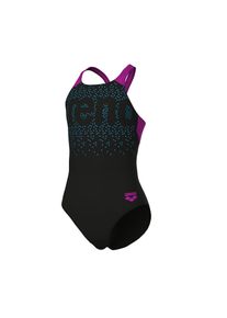 Badeanzug arena "G arena PAINTERLY SWIMSUIT V BACK", M&auml;dchen, Gr. 164, N-Gr, schwarz (schwarz, very fuchsia), Obermaterial: 80% Polyamid, 20% Elasthan, Badeanz&uuml;ge Badeanzug, mit UV-Schutz UPF50+, aus MaxFit Eco Material, in Stretchmaterial, Topseller