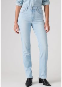 Levi's Slim-fit-Jeans LEVI'S "722 HIGH RISE SLIM", Damen, Gr. 26, L&auml;nge 31, true blau light, Denim/Jeans, Obermaterial: 51% Baumwolle, 37% Lyocell, 7% Polyester, 3% Elastomultiester, 2% sonstige Fasern, unifarben, slim fit lang, Jeans Slim-fit-Jeans, mit Lyocell und Stretch