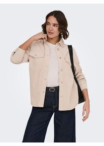 Hemdbluse Only "ONLTIGGY L/S CORD SHACKET PNT", Damen, Gr. XS, silber lining, Cord, Obermaterial: 100% Baumwolle, unifarben, oversize h&uuml;ftbedeckend, Blusen Hemdbluse, Baumwolle, oversize