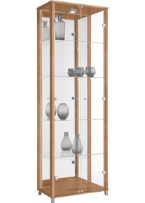 Fif M&ouml;bel Vitrine FIF M&Ouml;BEL "OPTIMA", nocefarben, B:57,5cm H:172cm T:32cm, Holzwerkstoff, Sicherheitsglas ESG, Schr&auml;nke, Vitrine, Standvitrine, Vitrinenschrank, Glasvitrine, Sammlervitrine, LED