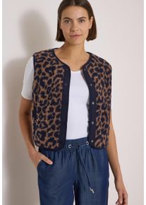Fleeceweste Cecil, Damen, Gr. L (42), creamy mocha, Pl&uuml;sch, Obermaterial: 100% Polyester, normal kurz, Rundhals, Westen Fleeceweste, Teddy-Weste mit Softshelldetails und Leo-Muster