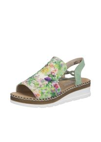 Sandale Rieker, Damen, Gr. 43, mint multi, Nubuklederimitat, Textil, mehrfarbig, Schuhe Sandale, Sommerschuh, Sandalette, Keilabsatz, in modischer Optik