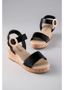 Plateausandale ANISTON SHOES, Damen, Gr. 42, schwarz, Lederimitat, Schuhe Plateausandale, Sommerschuh, Sandalette - NEUE KOLLEKTION