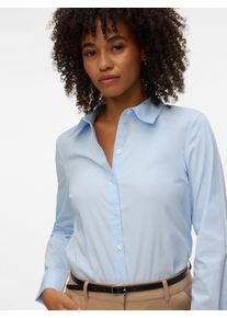V&eacute;ro Moda Langarmbluse VERO MODA "VMSOPHIE LS SHIRT WVN NOOS", Damen, Gr. M, blau (light blau), Web, Obermaterial: 68% Baumwolle, 29% Polyester, 3% Elasthan, unifarben, normal, Blusen Langarmbluse, Baumwollmischung, regular fit