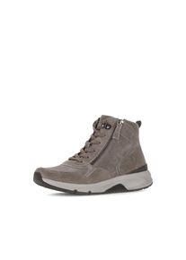 Schn&uuml;rboots ROLLINGSOFT, Damen, Gr. 37,5, beige, Veloursleder, unifarben, Schuhe Schn&uuml;rboots, Keilabsatz, High Top-Sneaker mit zwei Rei&szlig;verschl&uuml;ssen