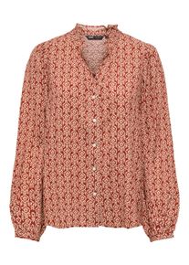 Langarmbluse Only "ONLRAYA L/S SHIRT WVN", Damen, Gr. XS, burnt henna aop:maya boho, Web, Obermaterial: 100% Viskose, bedruckt, regular fit normal, V-Ausschnitt, Blusen Langarmbluse, Viskose, regular fit