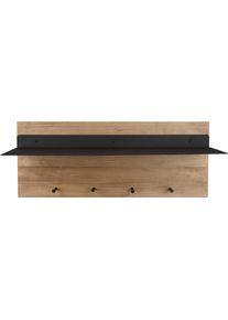 Wandgarderobe Mirrors and More "Samantha", braun (holzfarbig), B:75cm H:30cm T:29,2cm, Holz teilmassiv, Metall, Garderobenpaneele, Wandgarderobe