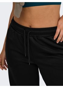 Sweathose Only Play "ONPLOUNGE MW STR SWT PNT NOOS", Damen, Gr. XS, N-Gr, schwarz, Sweatware, Obermaterial: 80% Polyester, 15% Viskose, 5% Elasthan, unifarben, lang, Hosen Sweathose, Materialmix