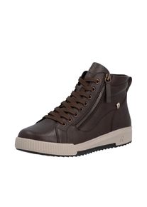 Schn&uuml;rboots RIEKER SPORT, Damen, Gr. 43, braun, Glattleder, Schuhe Schn&uuml;rboots, Stiefelette, High Top Sneaker, Freizeitboots mit Rei&szlig;verschluss