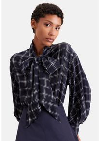 Klassische Bluse Seidensticker, Damen, Gr. L (40), dunkelblau, 100% Viskose, kariert, regular fit, Blusen Klassische Bluse, 1/1 Binderkragen Karo