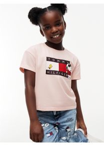 T-Shirt Tommy Hilfiger, M&auml;dchen, Gr. 3 (98), rosa (whimsy pink), Single Jersey, Obermaterial: 93% Baumwolle, 7% Elasthan, unifarben, regular fit normal, Rundhals, abgesteppte Kante, Shirts T-Shirt, Peanuts-Druck, Regular Fit, Kinder bis 16 Jahre