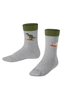 Socken Falke "Dinosaurs", M&auml;dchen, Gr. 19-22, grau (leuchtendes heather (3223)), Obermaterial: 89% Baumwolle CO. 10% Polyamid PA. 1% Elasthan EL., Socken Socken