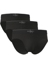 Slip "HIP BRIEF 3PK", Herren, Gr. L (52), schwarz, schwarz, schwarz, Jersey, Obermaterial: 95% Baumwolle, 5% Elasthan, Calvin Klein Underwear, unifarben, k&ouml;rpernah, Unterhosen Slip, K&ouml;rpernahe Passform