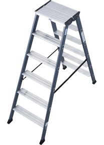 Doppelleiter Krause "SePro D", grau (anthrazit), B:50cm H:25cm L:140cm, Aluminium, Leitern, Doppelleiter, Alu eloxiert, 2x6 Stufen, Arbeitsh&ouml;e ca. 285 cm