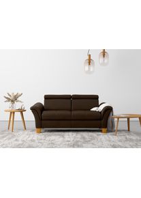 2,5-Sitzer OTTO HOME "Lindgren", braun (mocca), B:185cm H:84cm T:93cm, 100% Polyester, Sofas, 2 5-Sitzer, wahlweise mit TV-Funktion, links oder beidseitig, Kopfteilverstellung