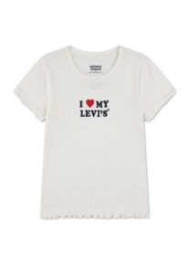 Kurzarmshirt LEVI'S KIDS "LVG I HEART MY LEVIS TOP", M&auml;dchen, Gr. 6 (116), wei&szlig; (levi's egret), Jersey, Obermaterial: 60% Baumwolle, 40% Polyester, bedruckt, normal, Rundhals, gewellter Abschluss, Shirts Kurzarmshirt, mit Statement-Print - for Girls