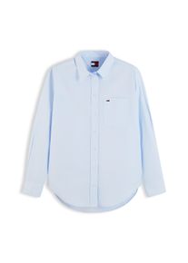 Langarmbluse Tommy Jeans "TJW RLX ESSENTIAL SHIRT", Damen, Gr. XS (34), blau (sheer blau), Web, Obermaterial: 100% Baumwolle, unifarben, relaxed fit normal, ohne Ausschnitt, Blusen Langarmbluse, Baumwolle, relaxed fit
