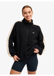 Fleecejacke Roxy "BOUNDLESHORT SLEEVE SPIRIT SOLID ZIP", Damen, Gr. XS, schwarz (anthrazit), Obermaterial: 100% Polyester, Jacken Fleecejacke, Langarm, aus Polyester