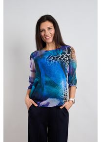 Druckbluse Seidel Moden, Damen, Gr. 42, 65,royal, Web, Obermaterial: 100% Polyester. Futter: 95% Viskose, 5% Elasthan, bedruckt, l&auml;ssig geschnitten h&uuml;ftbedeckend, Rundhals, abgesteppte Kante, Blusen Druckbluse, Jedes Teil ein UNIKAT - MADE IN GERMANY
