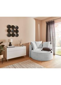 XXL-Sessel "ISALIE Cord, Lesesessel, Loveseat, inklusive Zierkissen", grau (hellgrau), B:153cm H:98cm T:145cm, LeGer Home by Lena Gercke, Sessel, XXL-Sessel, extra gro&szlig;e Sitzfl&auml;che, optional mit Hocker, 3 Bezugsstoffe