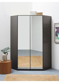 Eckschrank Rauch "Kleiderschrank Schrank Garderobe W&auml;scheschrank VANDOR", grau (graumetallic), B:117cm H:197cm T:104cm, Holzwerkstoff, Schr&auml;nke, Eckschrank, voll ausgestattet, viel Stauraum, Spiegel vollfl&auml;chig MADE IN GERMANY