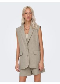 Anzugweste Only "ONLLINDA S/L MEL OVERSIZE WAISTCOAT TLR", Damen, Gr. 40, fungi detail:melange, Web, Obermaterial: 97% Polyester, 3% Elasthan, meliert, h&uuml;ftbedeckend, V-Ausschnitt, Westen Anzugweste, Materialmix