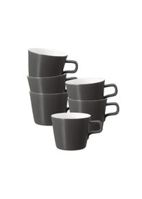 Tasse Seltmann Weiden "Cappuccino-/Teetassen No Limits Moments 0,26 l 6er Set wei&szlig;-grau", bunt (wei&szlig;, grau), 6 tlg., Porzellan, Trinkgef&auml;&szlig;e, Tasse