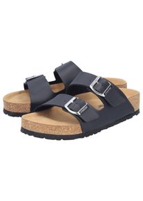 Pantolette Rieker, Damen, Gr. 40, schwarz, Lederimitat, unifarben, Schuhe Pantolette, Sommerschuh, Strandschuh, Hausschuh mit verstellbaren Schnallen