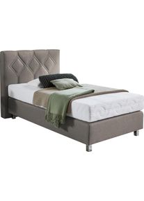 Boxspringbett "Ph&ouml;nix", beige (schwarz, beige), B:115cm L:210cm, Bezug Bett: Microvelours (100% Polyester) oder Feinstruktur (100% Polyester);Bezug Bonnell-Federkernmatratze: 100% Polyester;Bezug Kaltschaummatratze: 100% Polyester;Bezug Tonnentaschenfederkernmatratze: 80% Baumwolle, 20%Polyester, Westfalia Schlafkomfort, Komplettbetten, Boxspringbett