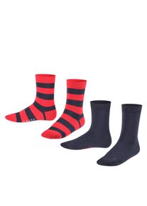 Socken Falke "Happy Stripe 2-Pack", M&auml;dchen, Gr. 35-38, blau (marine (6120)), Obermaterial: 80% Baumwolle CO. 18% Polyamid PA. 2% Elasthan EL., Socken Socken